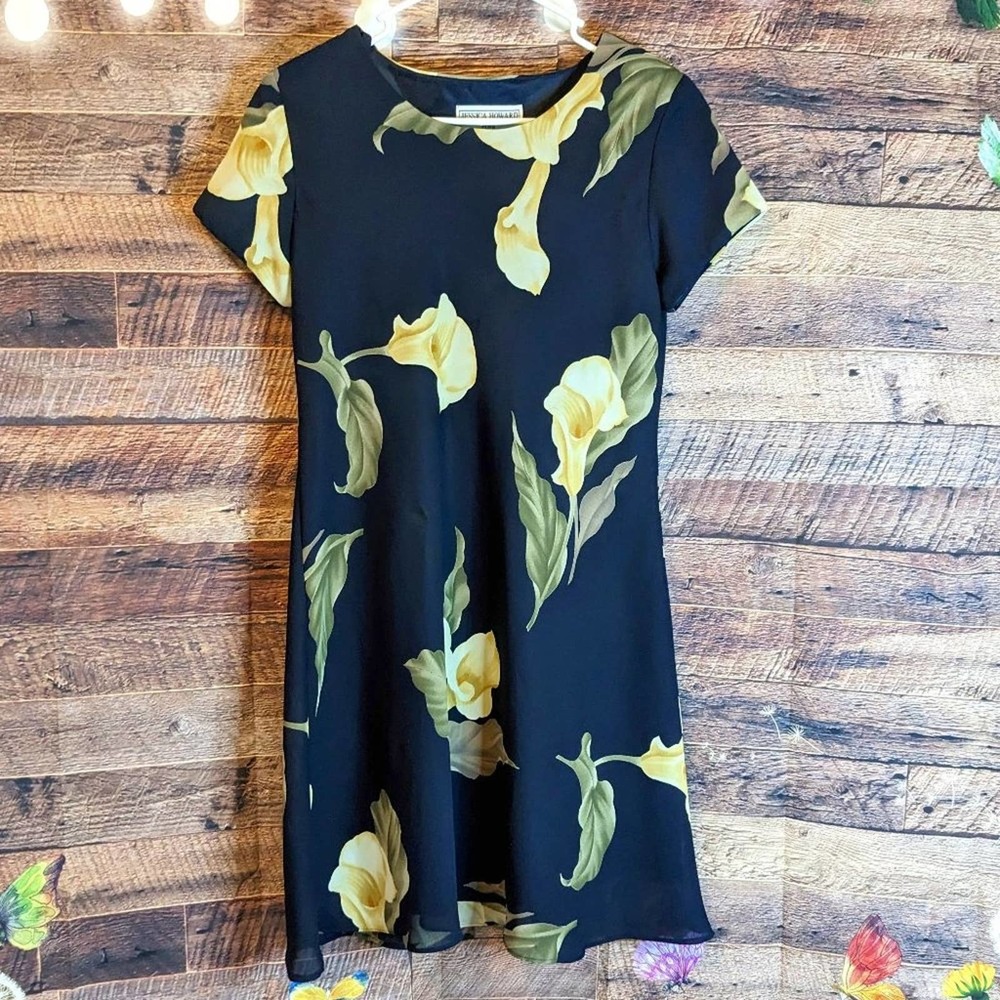 Jessica Howard PETITE sz 10 blue floral dress.